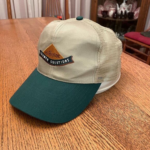 Men's Simplot Grower Solutions Snapback Green/Tan Mesh Backed Trucker Hat Cap - Picture 1 of 10